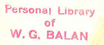 Personal Library of W. G. Balan