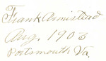 Frank Armistead Aug. 1903 Portsmouth Va.