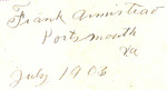 Frank Armistead Portsmouth Va July 1903