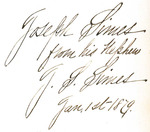 Joseph Simes from his nephew J.S. Simes Jan. 1st 1879