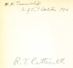 H.H. Tunnicliff, U of C., 8 October 1894 / R.T. Catterall