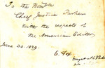 To the Honble Chief Justice Parker with the respects of the American Edition June 30, 1829. E. Fox bought at C.Y. Parker sale