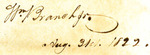 Wm. Branch Jr. Aug. 31st. 1822.