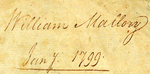 William Mallory Jany 1799