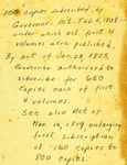 150 copies subscribed by Governor- Act Feb. 5, 1808