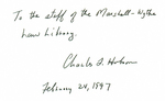 To the staff of the Marshall-Wythe Law Library. Charles F. Hobson February 24, 1997