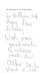 To William and Mary Law Library-- with warm good wishes to whoever reads this! Albie Sachs, March 21, 2014