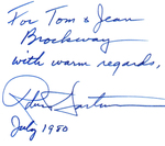 For Tom & Jean Brockway with warm regards, Robert Hartmann, July 1980