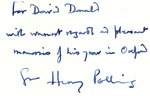 For David Donald with warmest regards and pleasant memories of his year in Oxford, from Henry Pelling