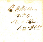 B.C. Walker, bot of J.E. Martin. Price $6.50