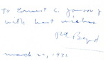 To Ernest C. Janson Jr with best wishes, R.E. Byrd, March 27, 1932