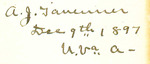 A.J. Tavenner Dec 9th 1897 U.Va. A-
