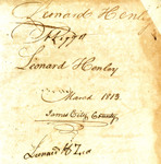 Leonard Henley / March 1813 / James City County / Leonard H Zed