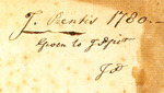 J. Prentis 1780 given to J. Spier J.S.