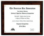 The American Bar Association Law Student Division National Appellate Advocacy Competition: First Place